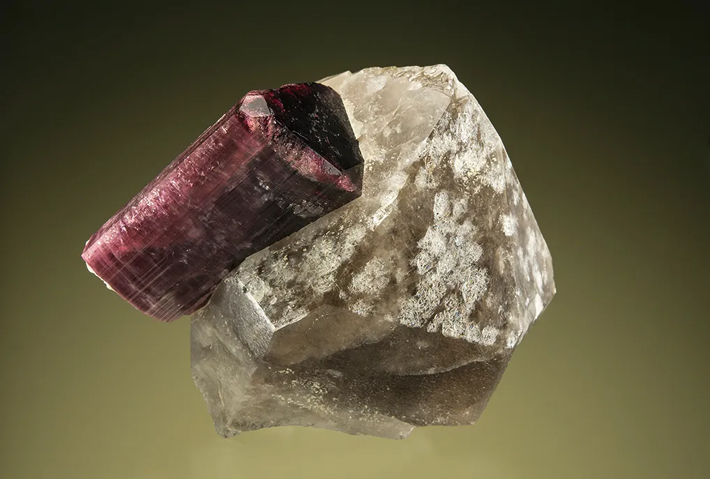 Elbaite on Quartz var. Smoky image