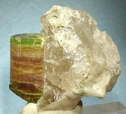 Elbaite, Quartz (Var: Smoky Quartz) image