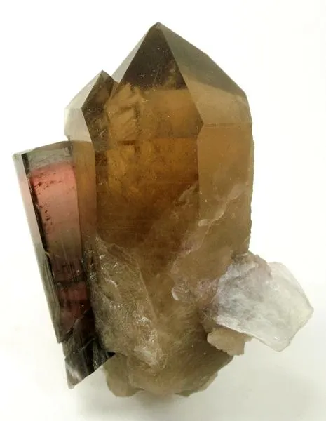 Elbaite, Quartz (Var: Smoky Quartz), Albite (Var: Cleavelandite) - image 2