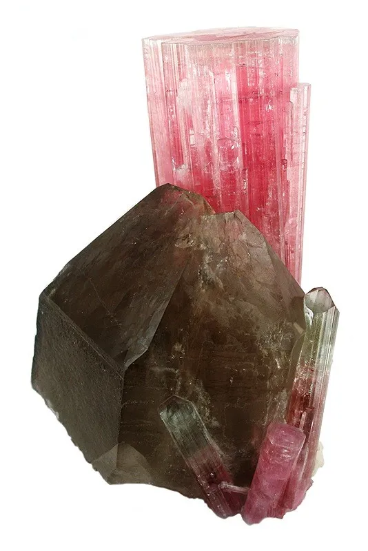 Elbaite, Quartz (Var: Smoky Quartz), Tourmaline image
