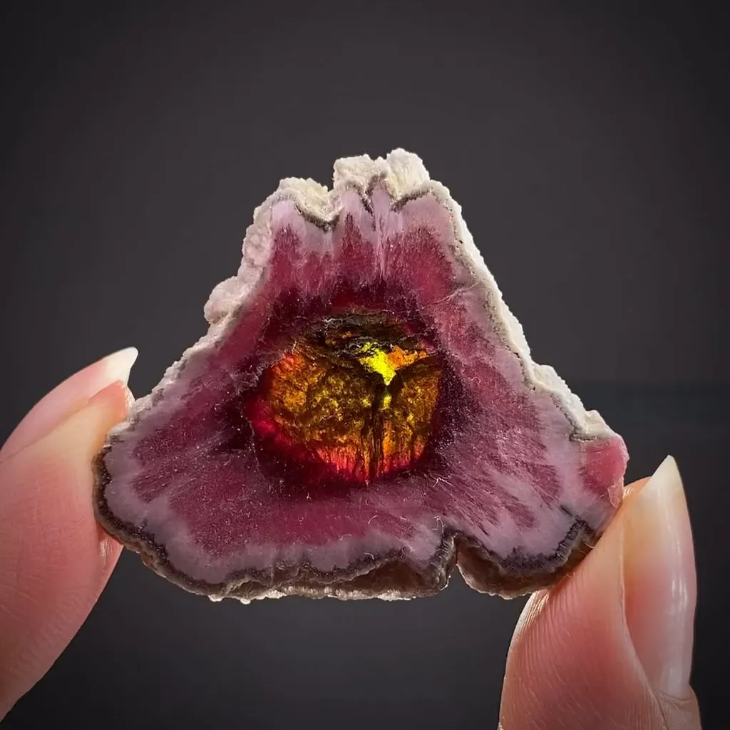 Elbaite slice through a mushroom cap image