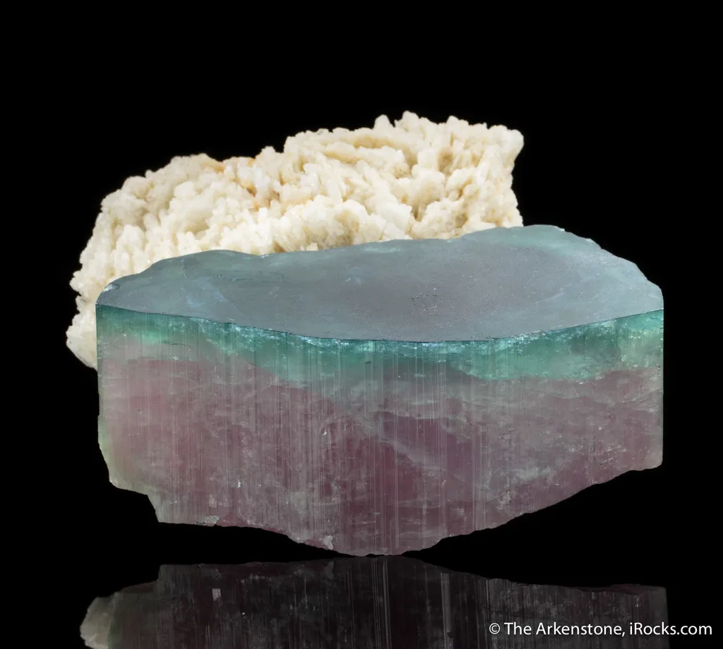 Elbaite Tourmaline (blue cap) with Albite - image 2