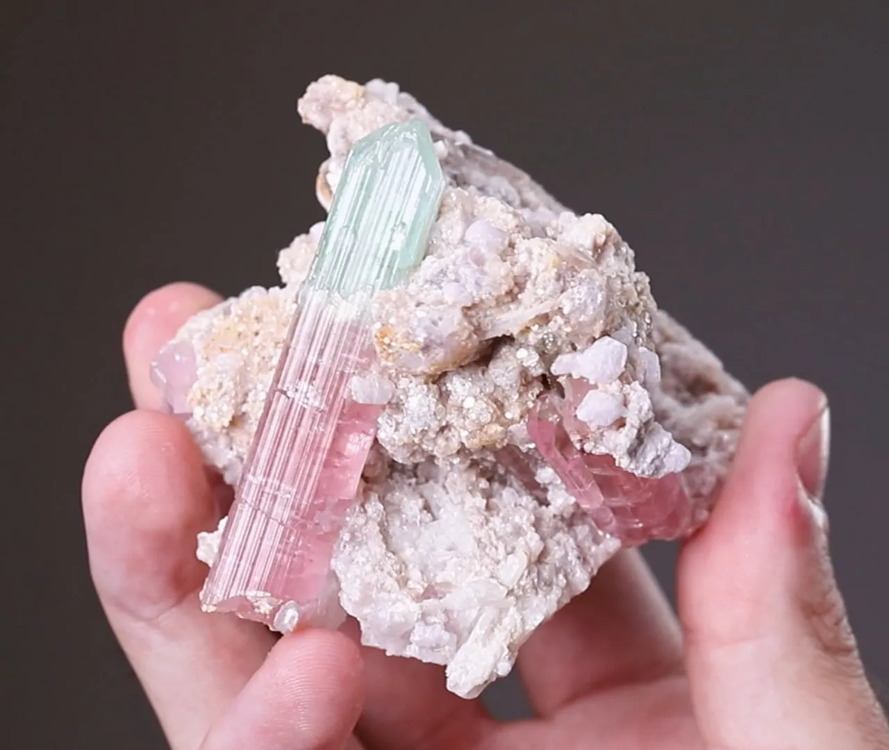 Elbaite Tourmaline with Pollucite on Muscovite - image 2