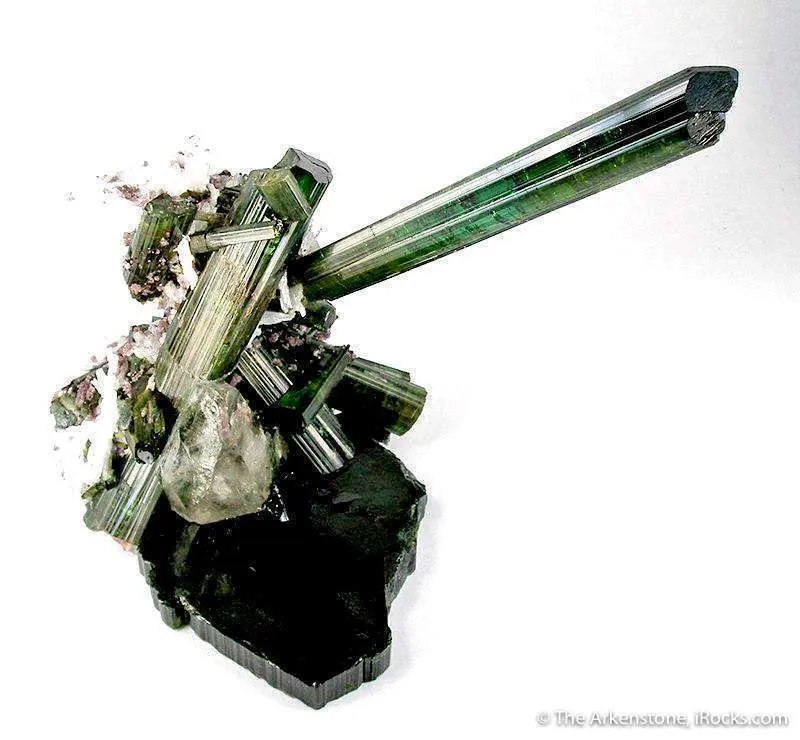 Elbaite Tourmaline with Quartz, Cleavelandite & Lepidolite on Tourmaline - image 3