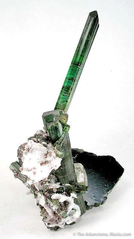Elbaite Tourmaline with Quartz, Cleavelandite & Lepidolite on Tourmaline - image 1