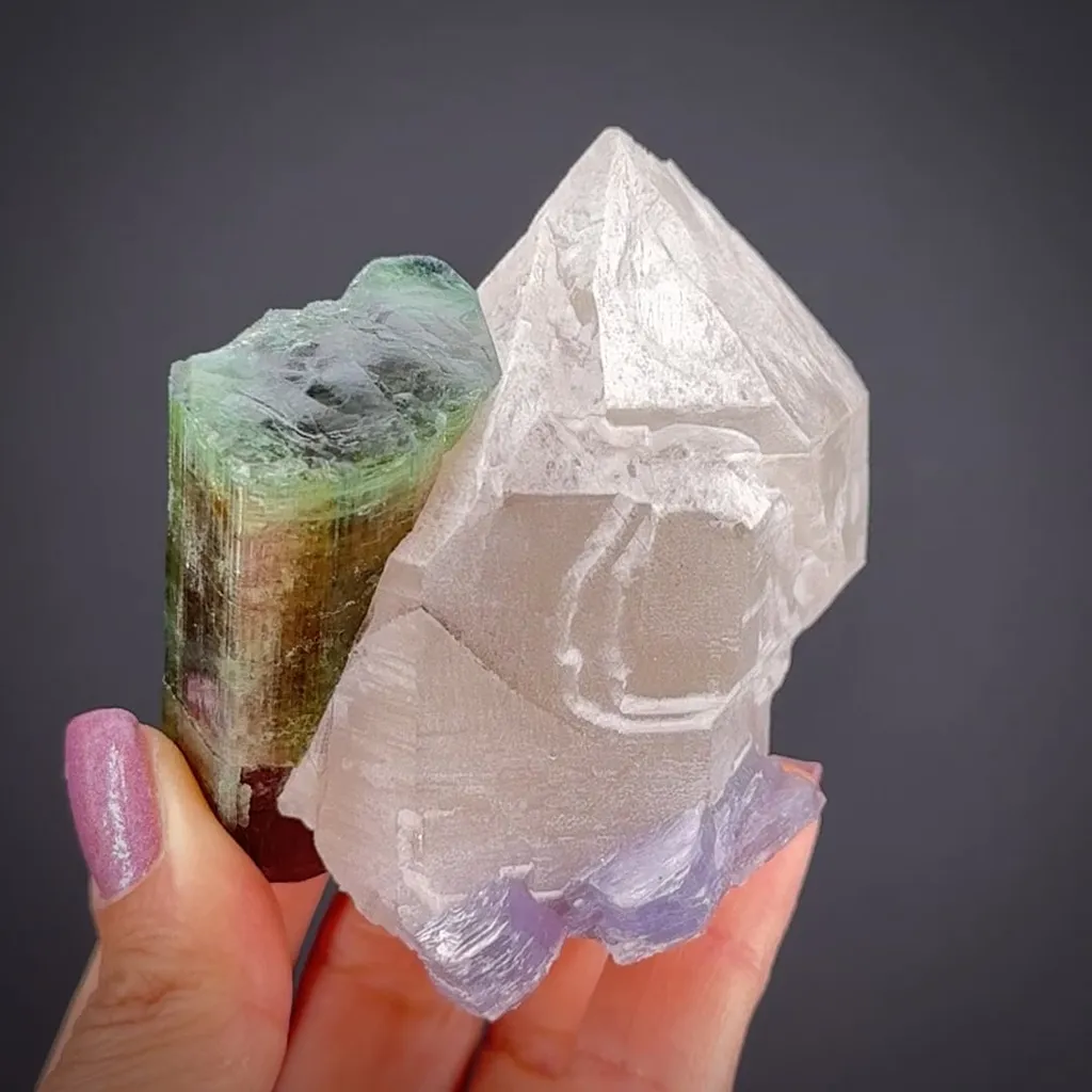 Elbaite Tourmaline with Quartz & Lepidolite image