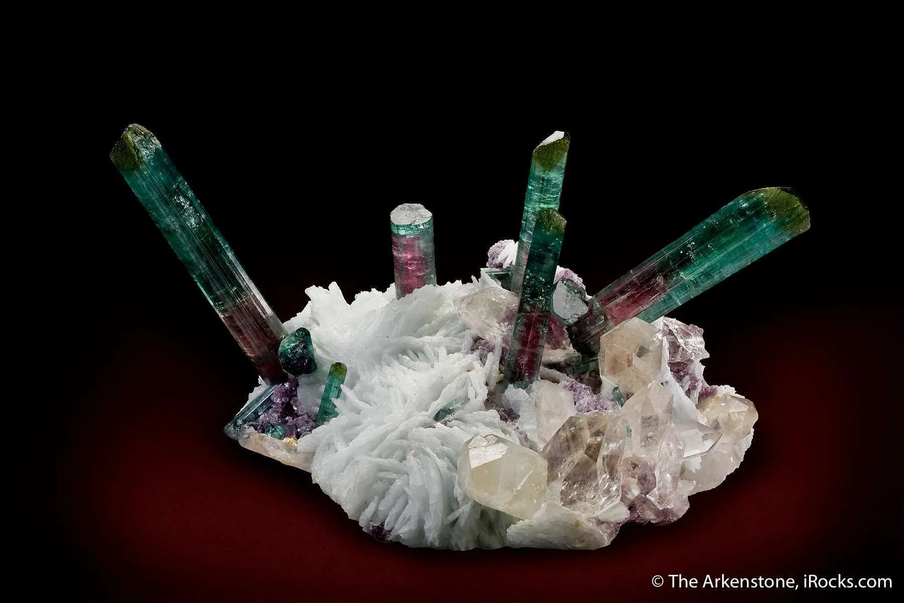 Elbaite Tourmaline with Quartz & Lepidolite on Cleavelandite - image 1