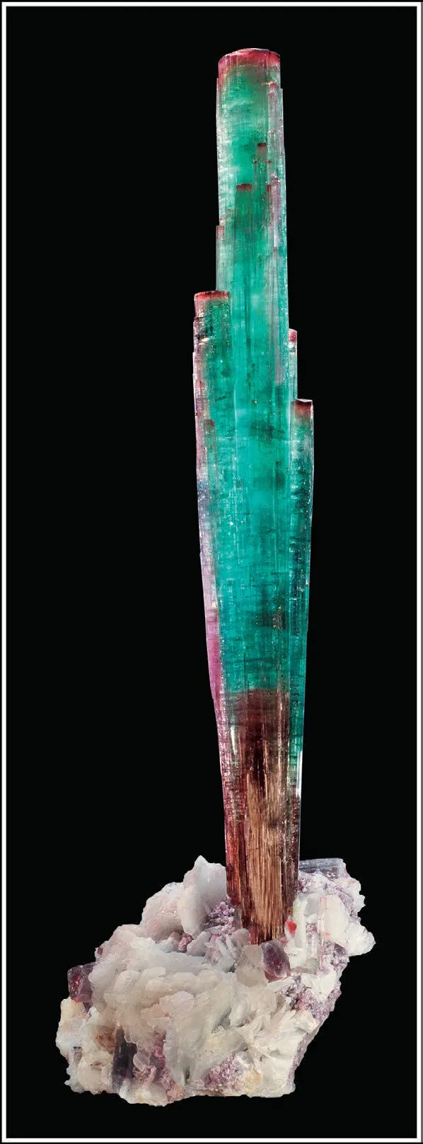 Elbaite (variety Indicolite), Albite, Quartz - image 1