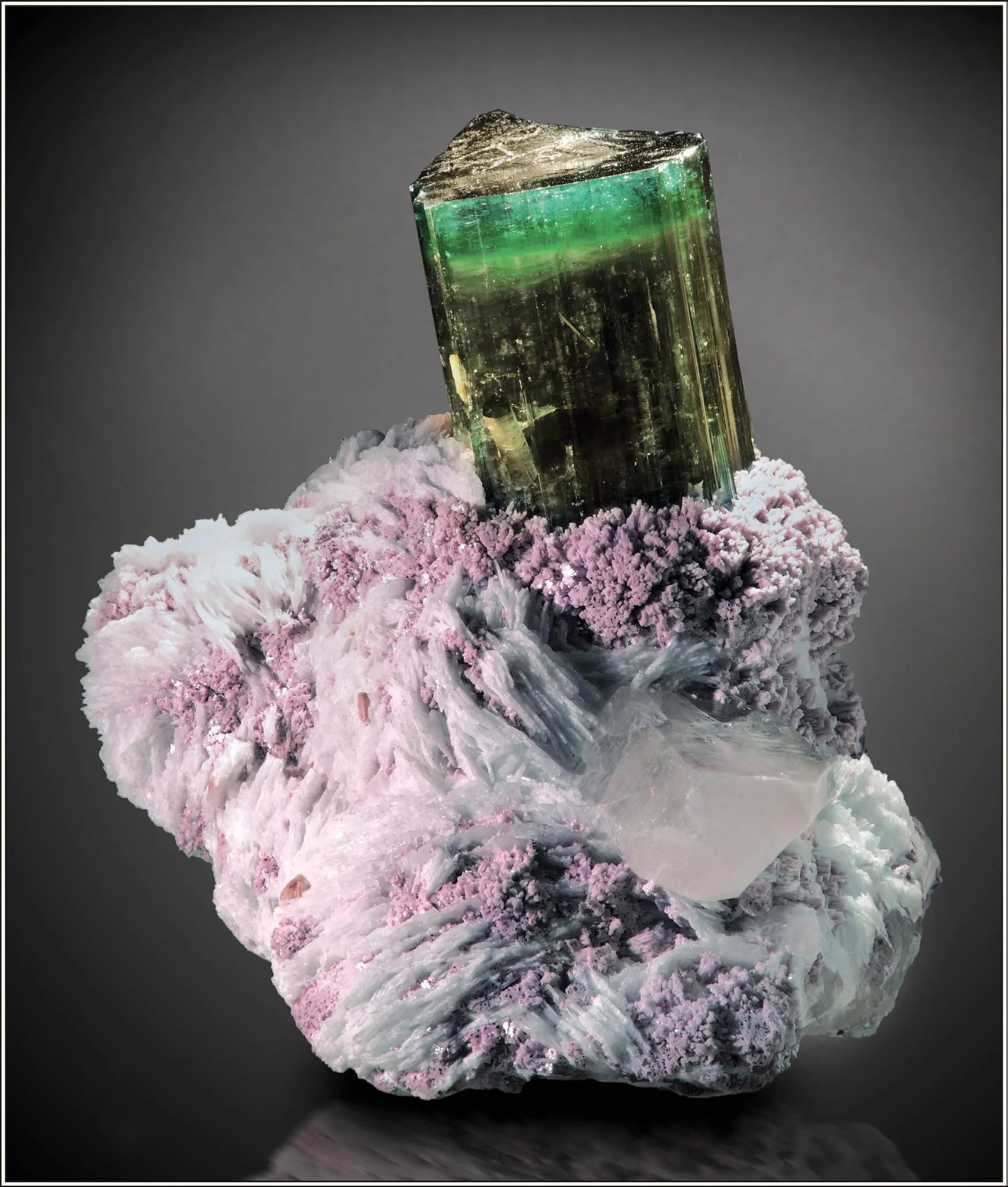 Elbaite (variety Indicolite) on Albite - image 1