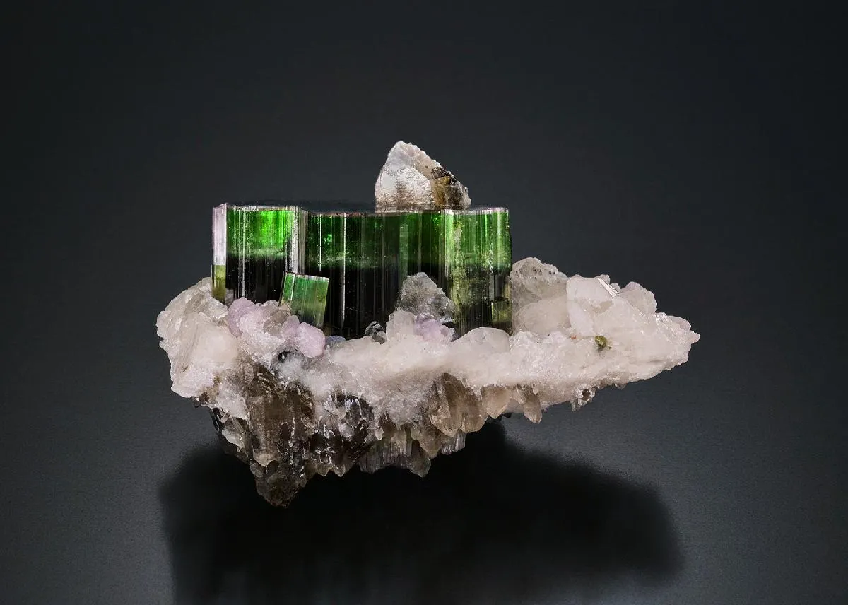 Elbaite with Cleavelandite and Smoky Quartz - image 1