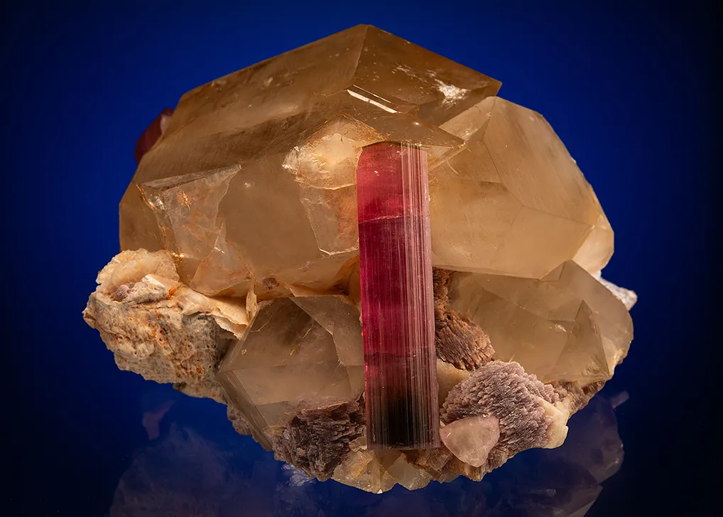 Elbaite with Lepidolite and Albite image