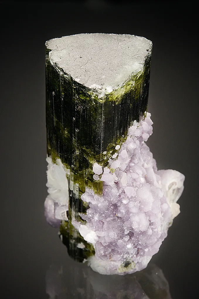 Elbaite with Lepidolite and Albite var. Cleavelandite - image 3
