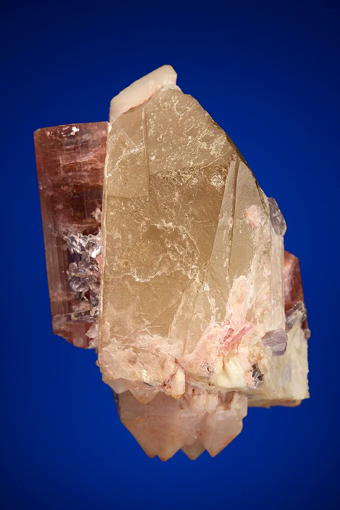 Elbaite with Lepidolite and Albite var. Cleavelandite on Quartz - image 3