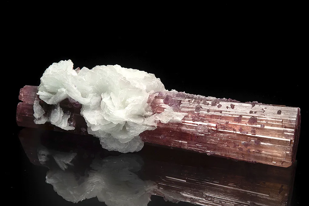 Elbaite with Lepidolite  and Albite var. Cleavelandite (repaired) - image 3