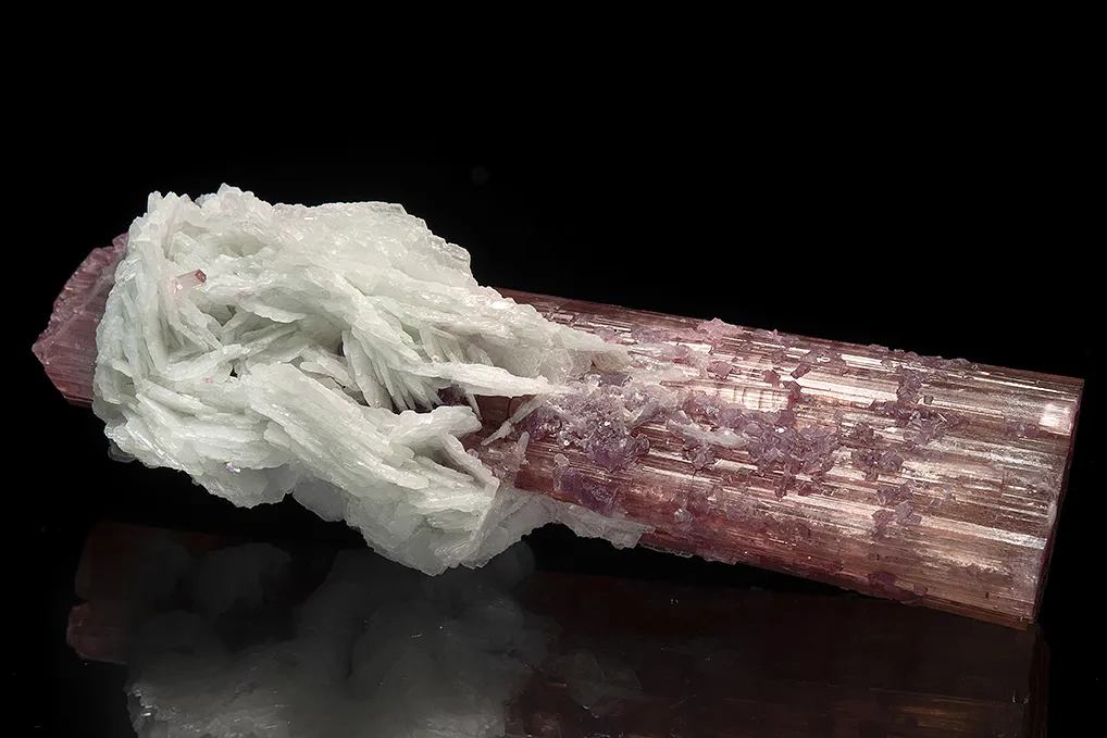 Elbaite with Lepidolite  and Albite var. Cleavelandite (repaired) - image 2