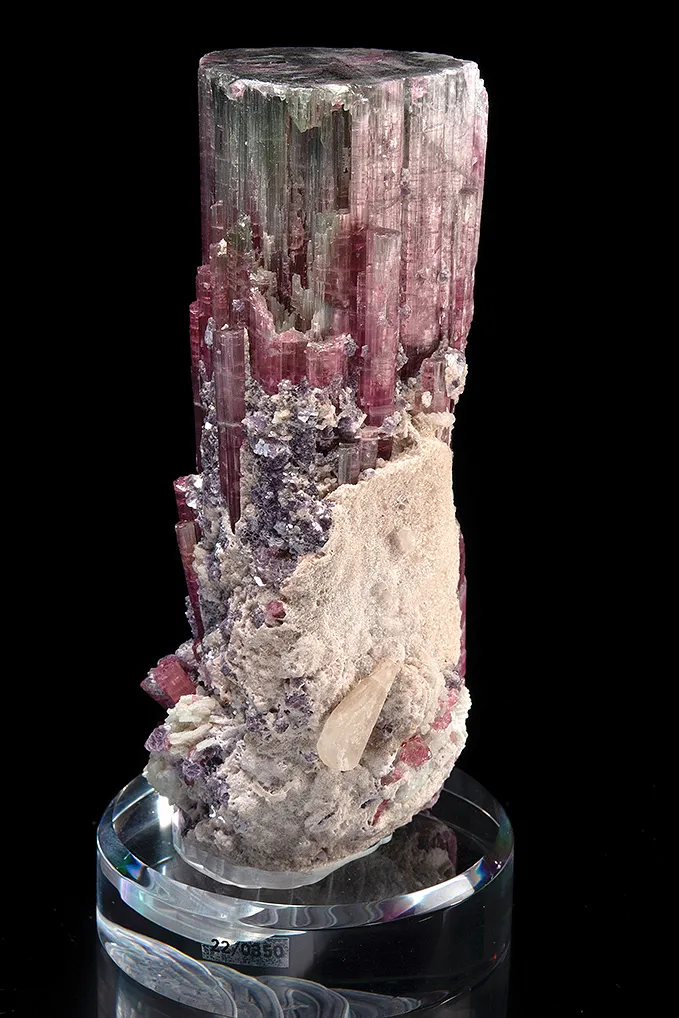 Elbaite with Lepidolite and Albite var. Cleavelandite (repaired) - image 3