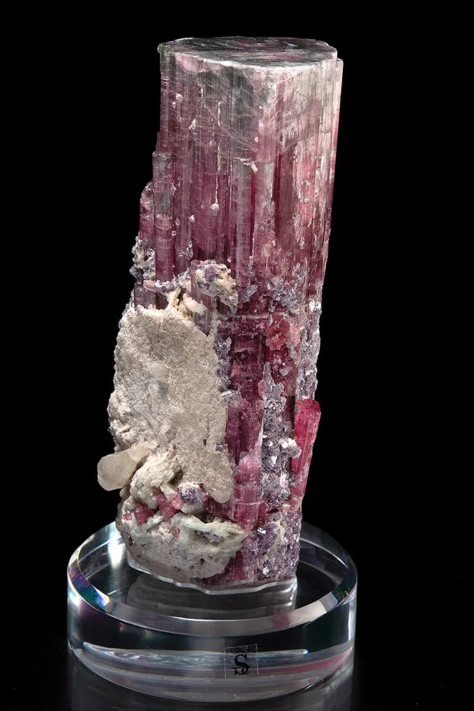Elbaite with Lepidolite and Albite var. Cleavelandite (repaired) - image 4
