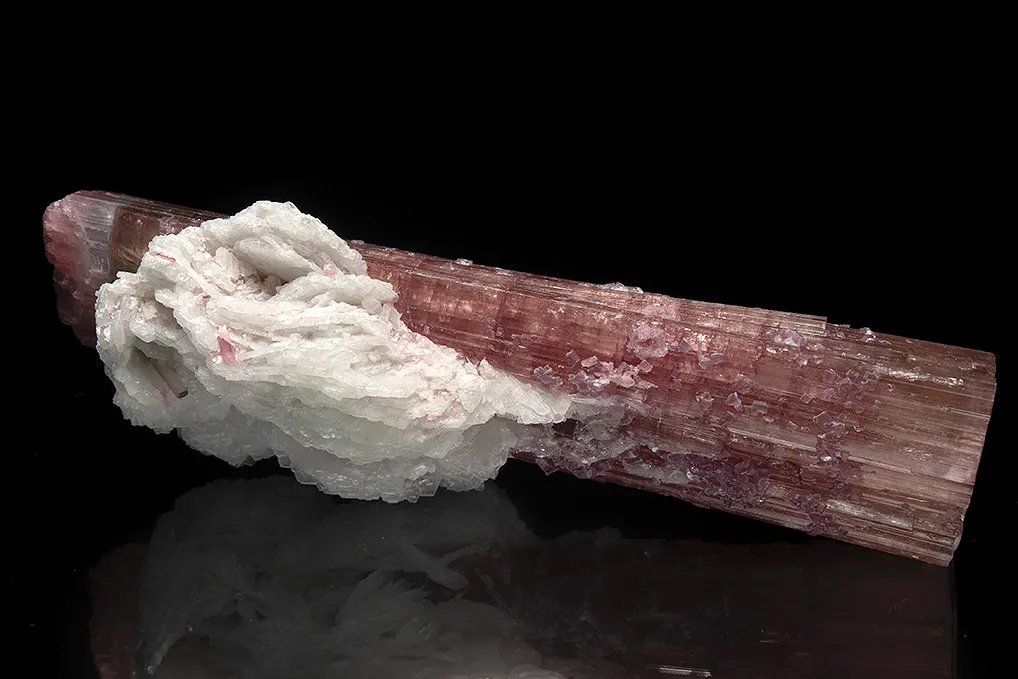 Elbaite with Lepidolite  and Albite var. Cleavelandite (repaired) - image 4