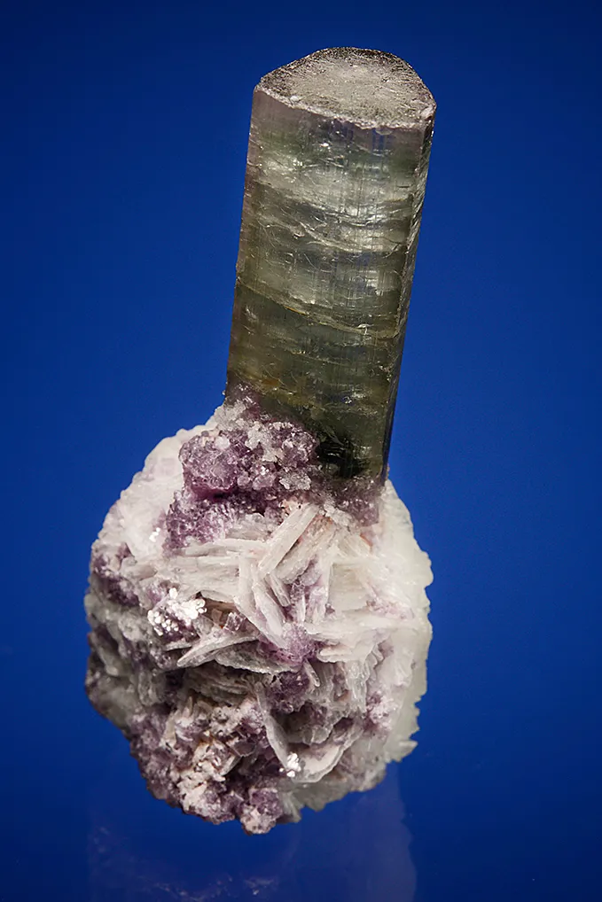Elbaite with Lepidolite and Albite var. Cleavelandite (repaired) - image 3