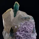 Elbaite with Lepidolite Hyalite, Cleavelandite on Quartz - image 1