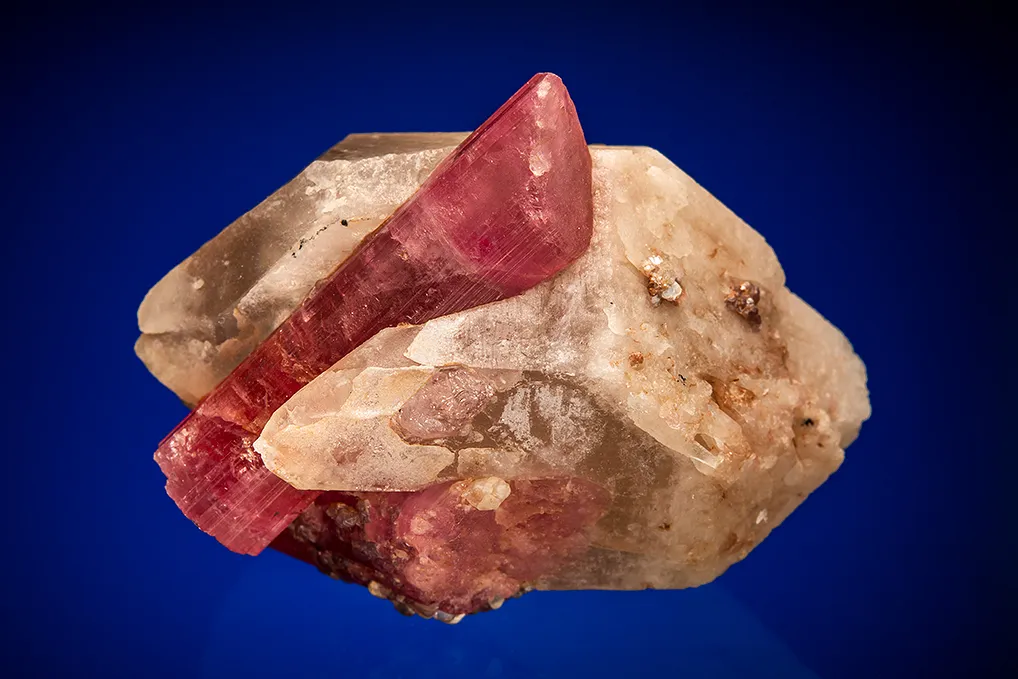 Elbaite with Lepidolite on Quartz image