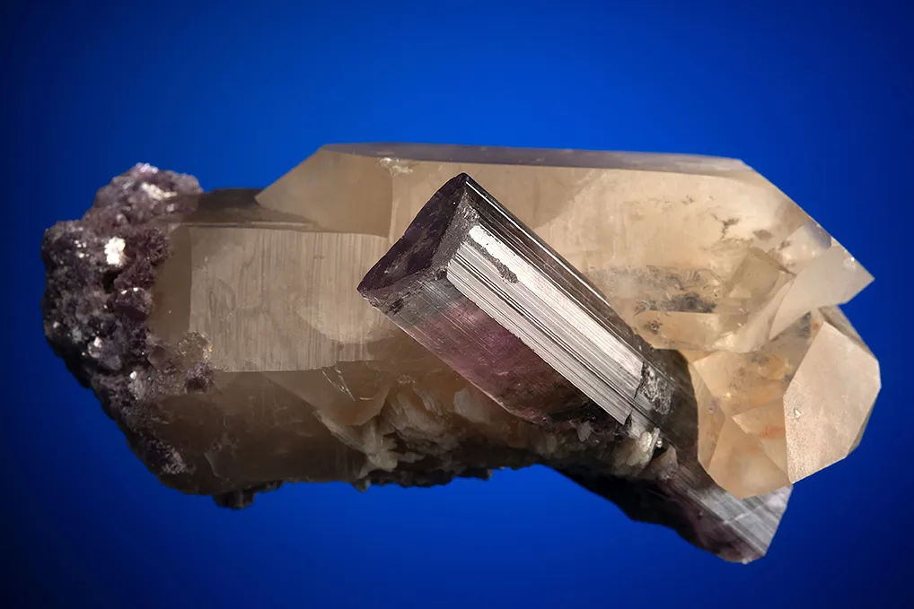 Elbaite with Lepidolite on Quartz (repaired) - image 3