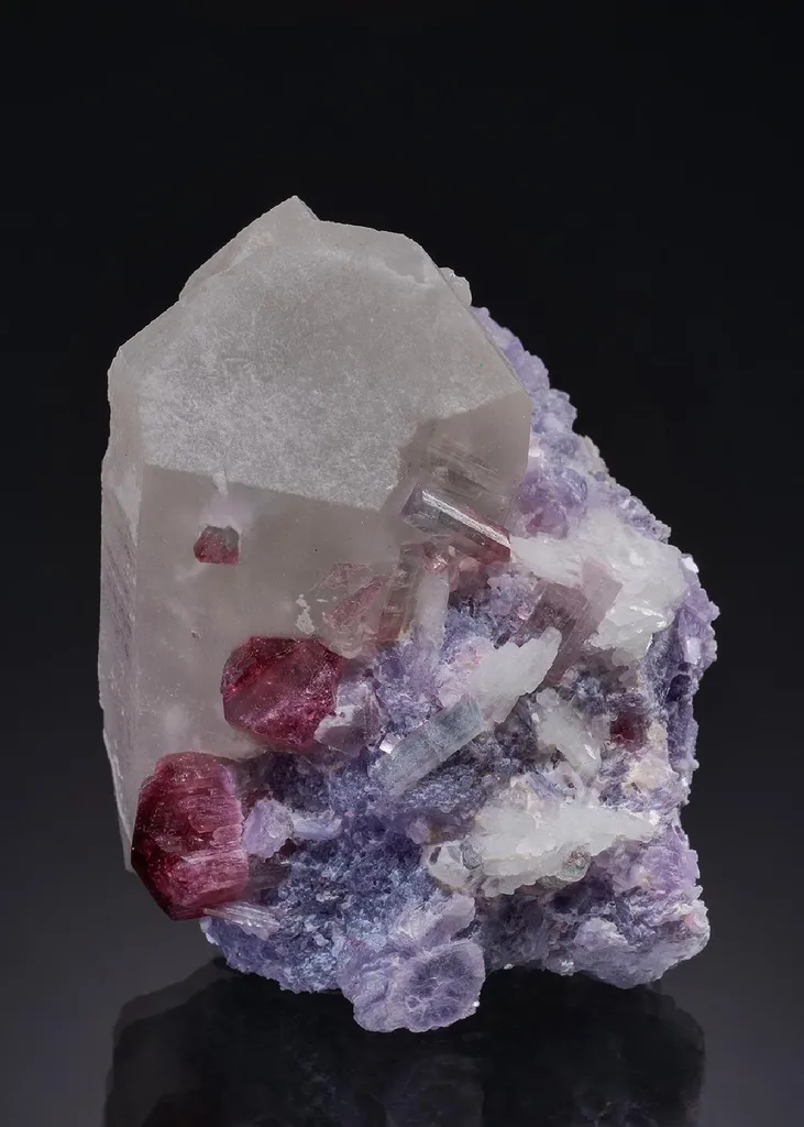 Elbaite with Quartz and Lepidolite image
