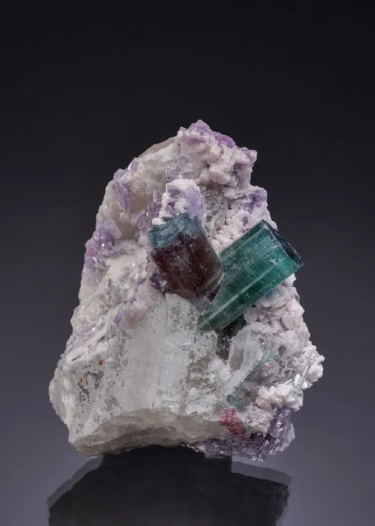 Elbaite with Quartz and Lepidolite image