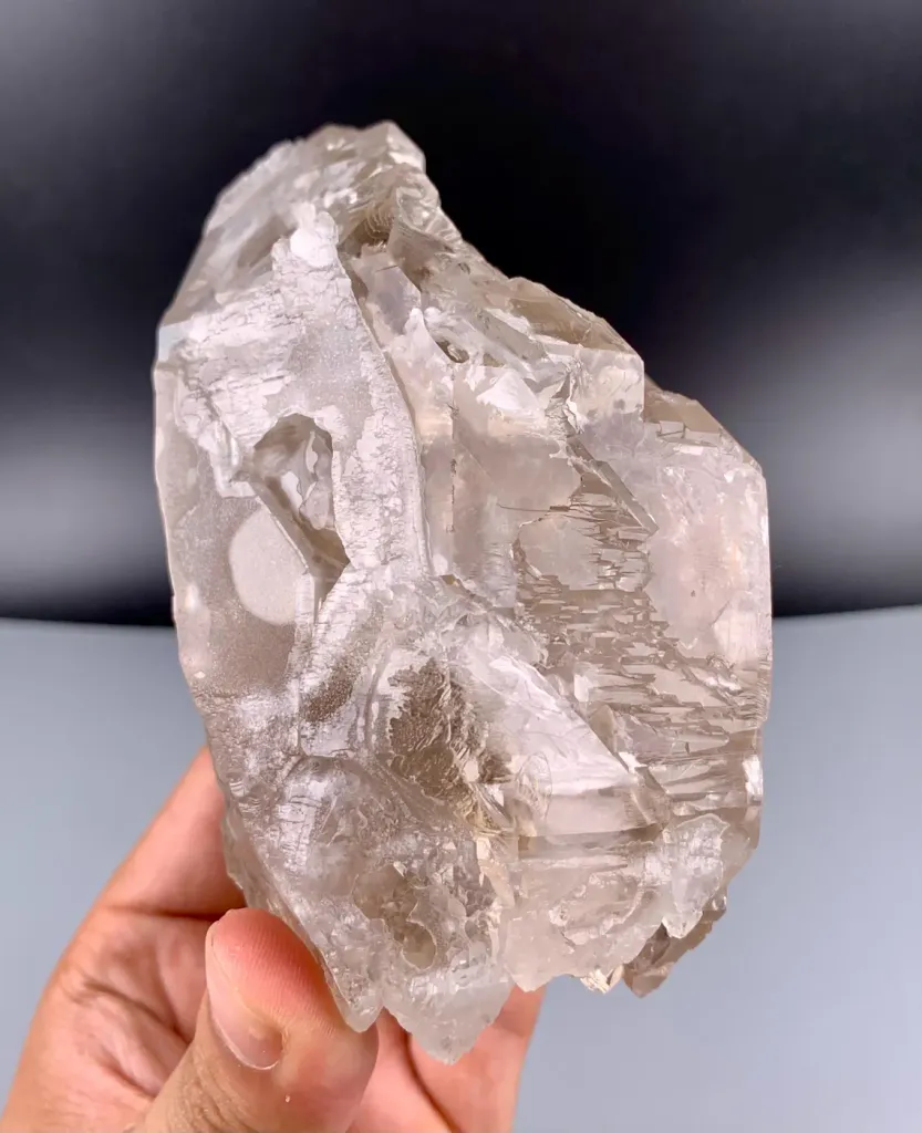 Elestial window Smoky Quartz with white Rose Quartz coating from Afghanistan - image 7