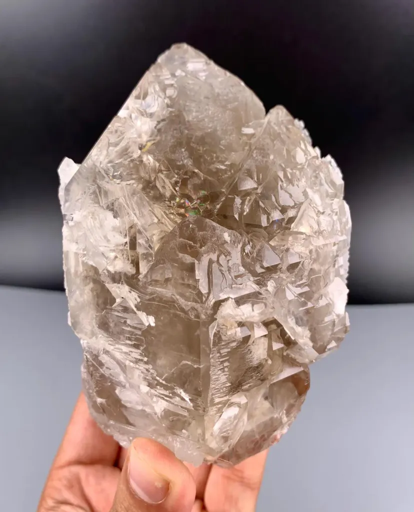 Elestial window Smoky Quartz with white Rose Quartz coating from Afghanistan - image 3
