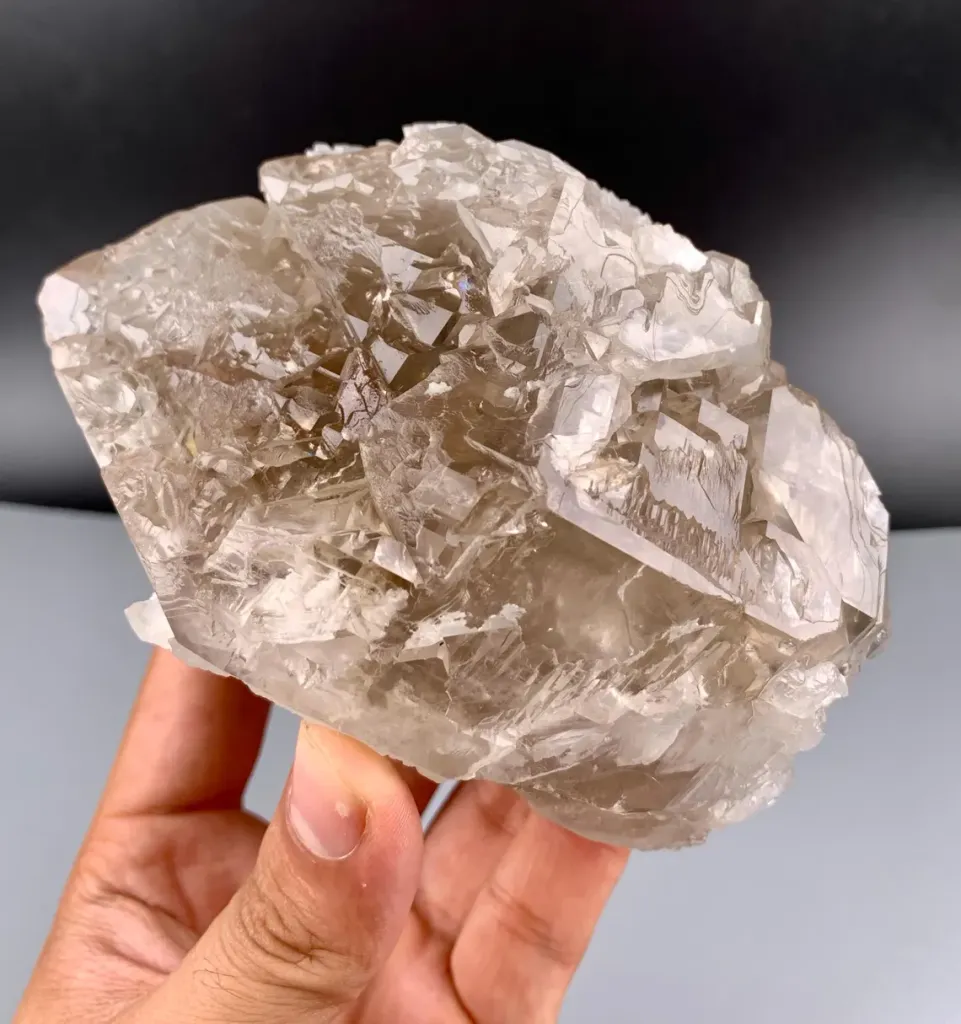 Elestial window Smoky Quartz with white Rose Quartz coating from Afghanistan - image 5