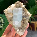 Elongated Blue Aquamarine Crystal on Muscovite Mica from Pakistan - image 4