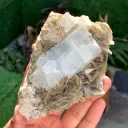 Elongated Blue Aquamarine Crystal on Muscovite Mica from Pakistan - image 7
