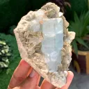 Elongated Blue Aquamarine Crystal on Muscovite Mica from Pakistan - image 5