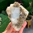 Elongated Blue Aquamarine Crystal on Muscovite Mica from Pakistan - image 2