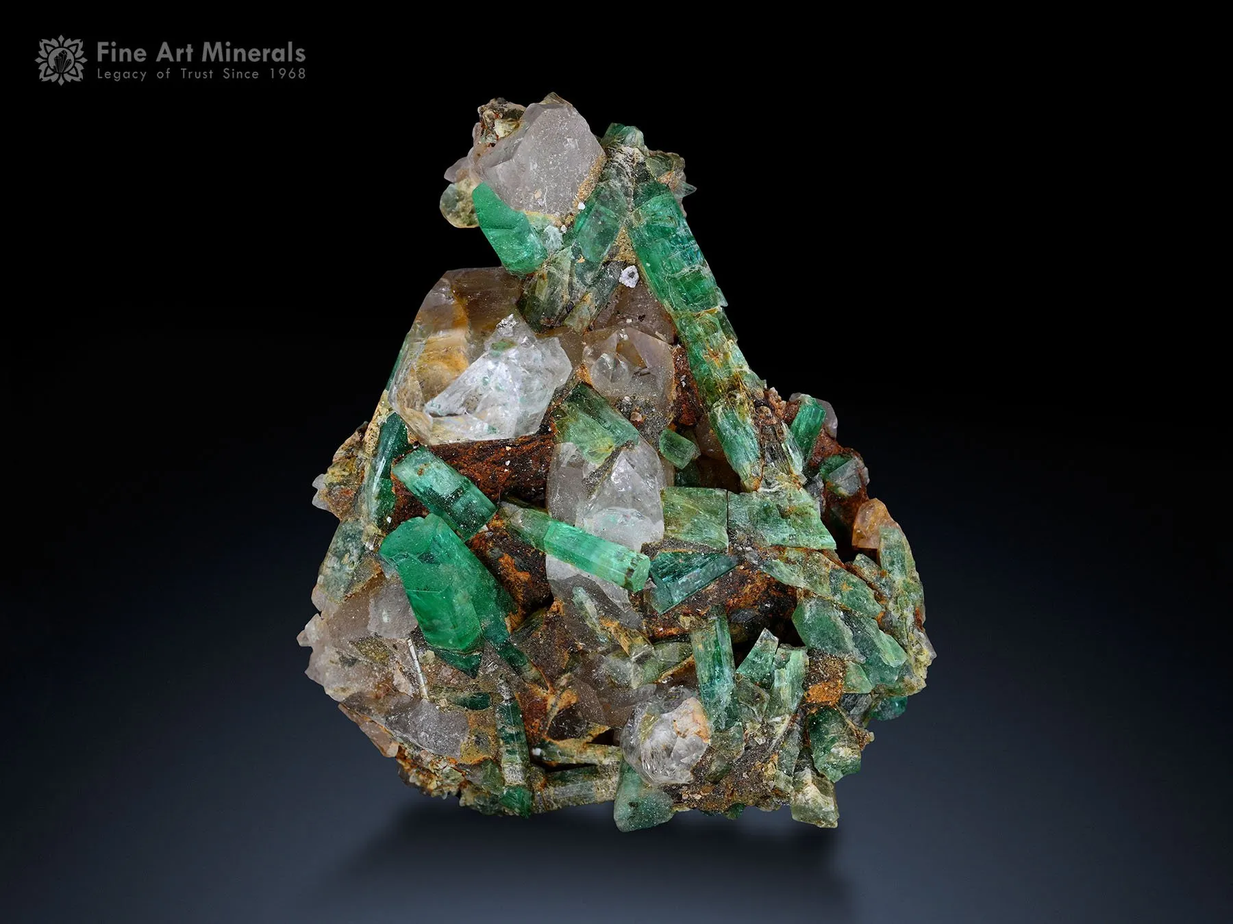 Emerald cluster on Quartz from Afghanistan - image 1