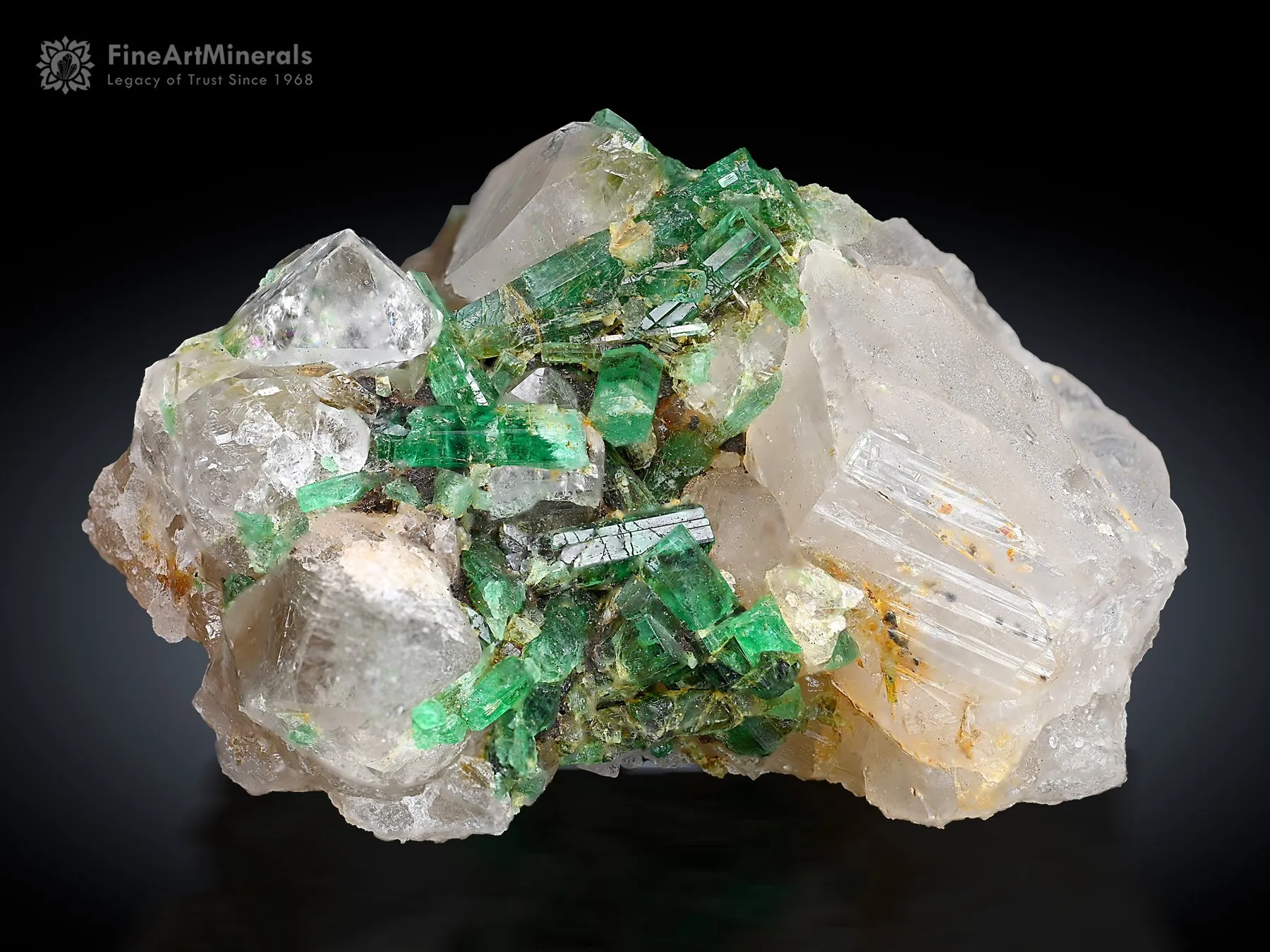 Emerald Cluster with Quartz from Panjsher Afghanistan - image 2