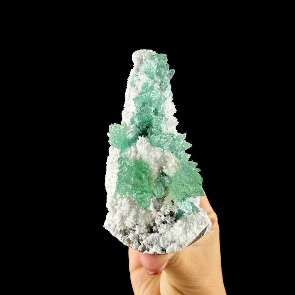 Emerald-Green Apophyllite on Chalcedony Matrix - Collector’s Indian Zeolite Specimen from Pune image