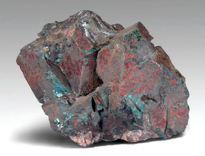 Emerald-green manganosite, red Zincite image