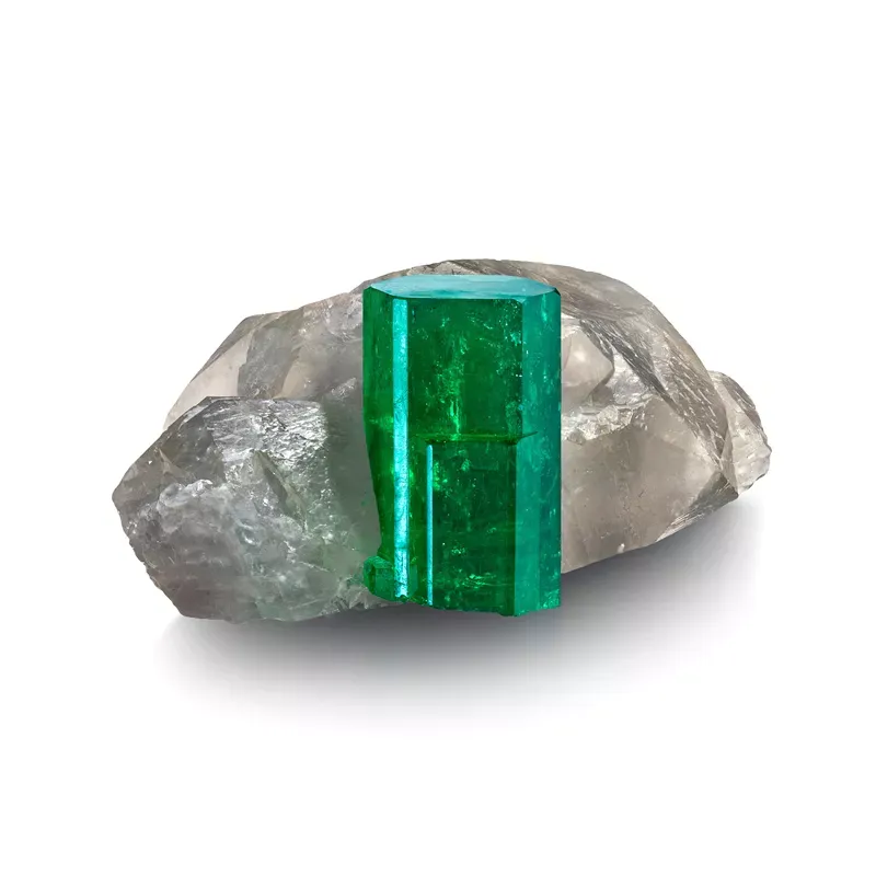 Emerald on Calcite - image 1