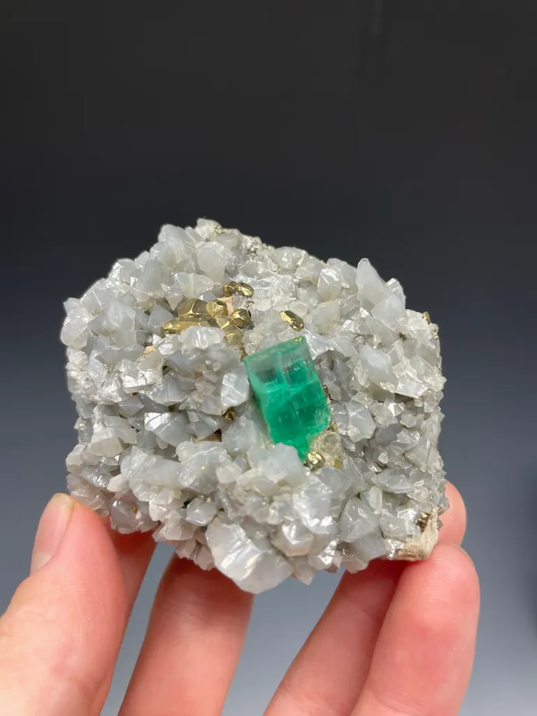 Emerald on Calcite W Pyrite image