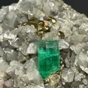 Emerald on Calcite W Pyrite - image 2