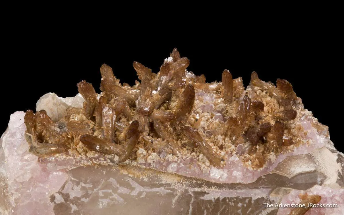 Eosphorite on Rose Quartz, on Quartz - image 1