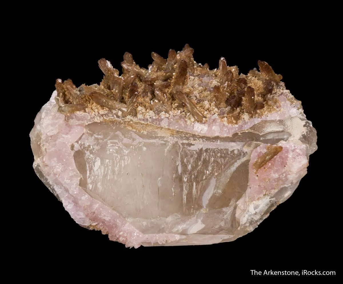 Eosphorite on Rose Quartz, on Quartz - image 3