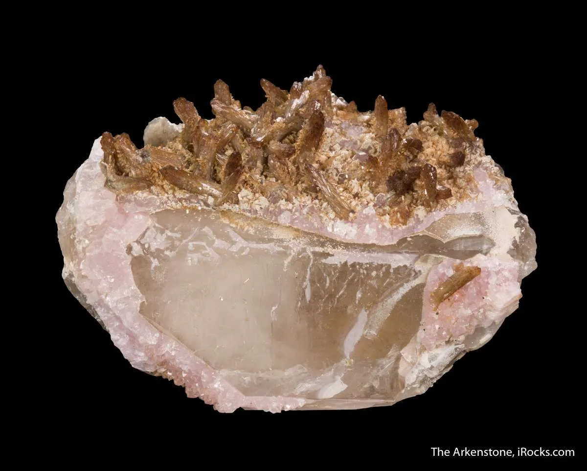 Eosphorite on Rose Quartz, on Quartz - image 2