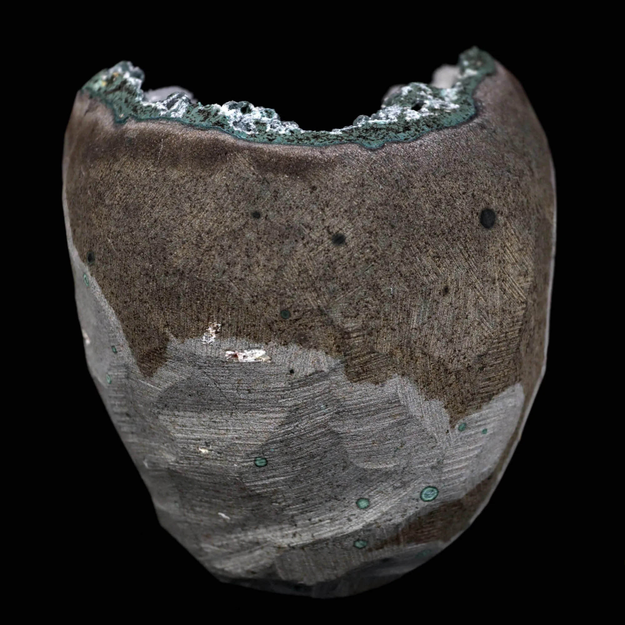 Epi-Stilbite Crystals Inside Black Chalcedony Geode Natural Mineral Specimen - image 6