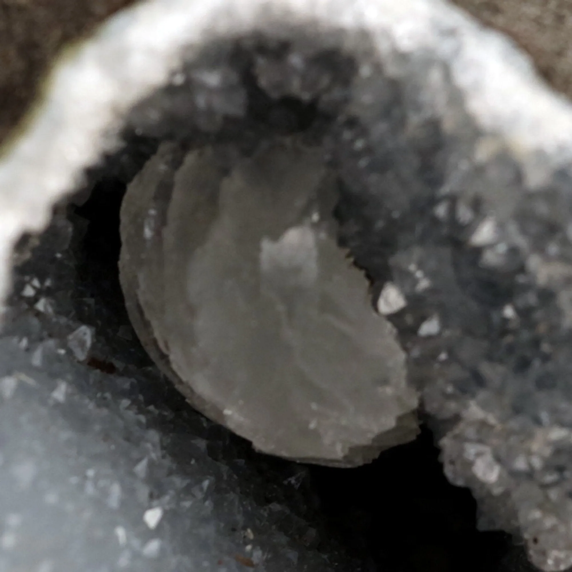 Epi-Stilbite Inside MM Quartz Geode Natural Mineral Specimen - image 6