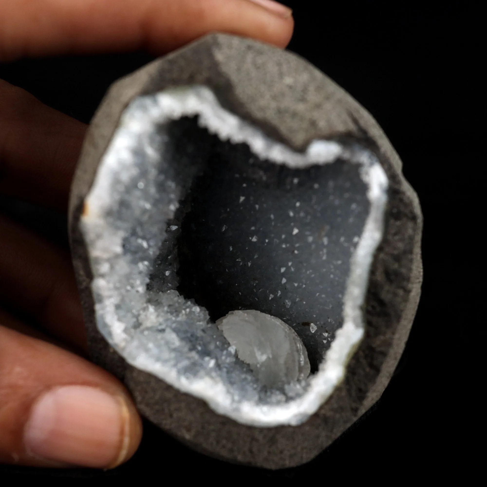 Epi-Stilbite Inside MM Quartz Geode Natural Mineral Specimen - image 4