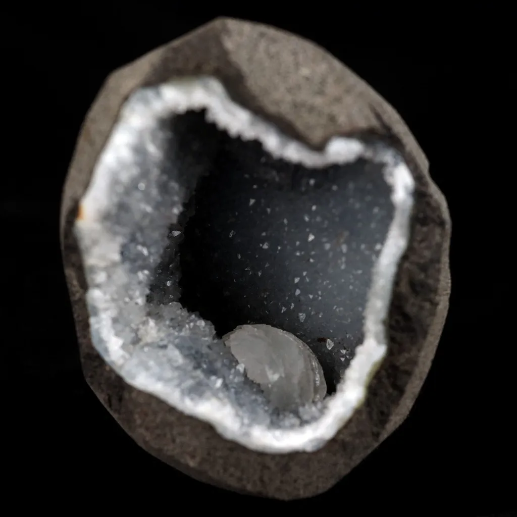Epi-Stilbite Inside MM Quartz Geode Natural Mineral Specimen image