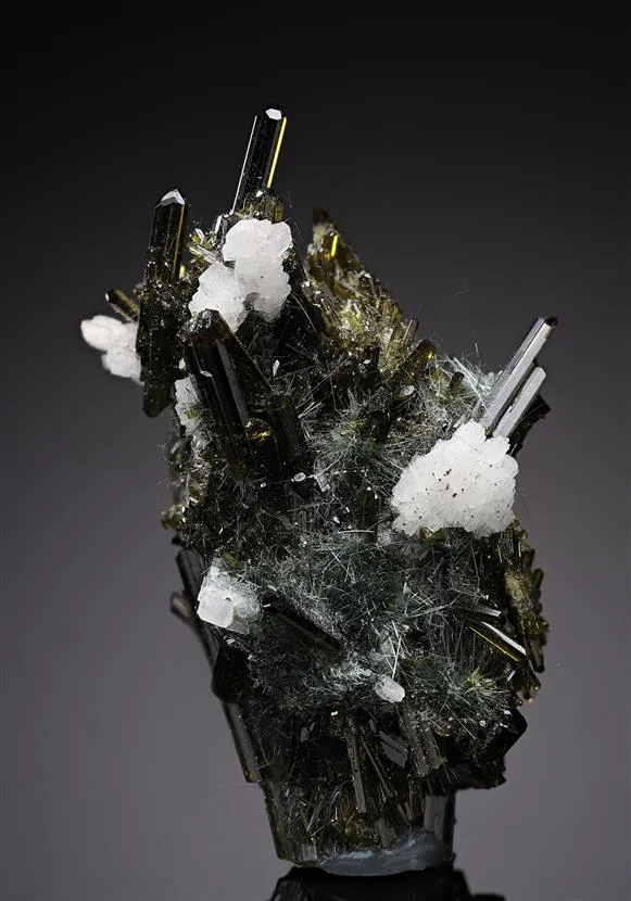 EPIDOTE with AMPHIBOLE var. BYSSOLITE image